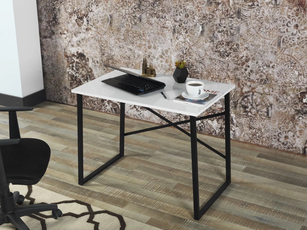 Black Metal Frame Wooden Top Writing and Computer Desk M688423