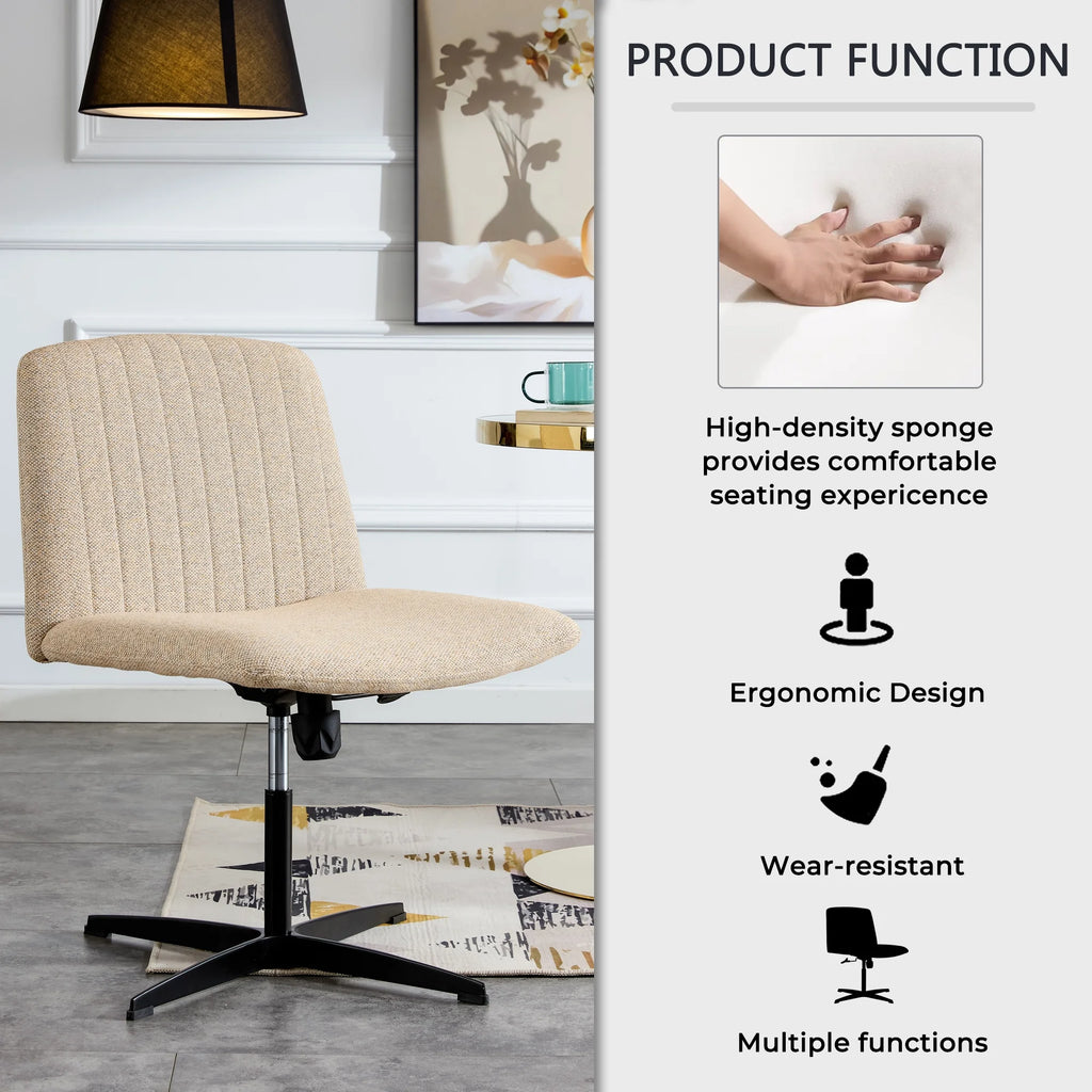 Adjustable Swivel Home Office Computer Chair with Cushion & Black Foot I86743