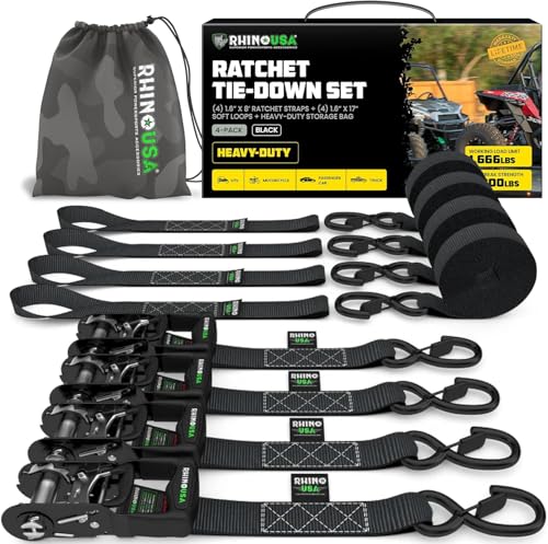 Heavy Duty Ratchet Straps 4-Pack Black E81006