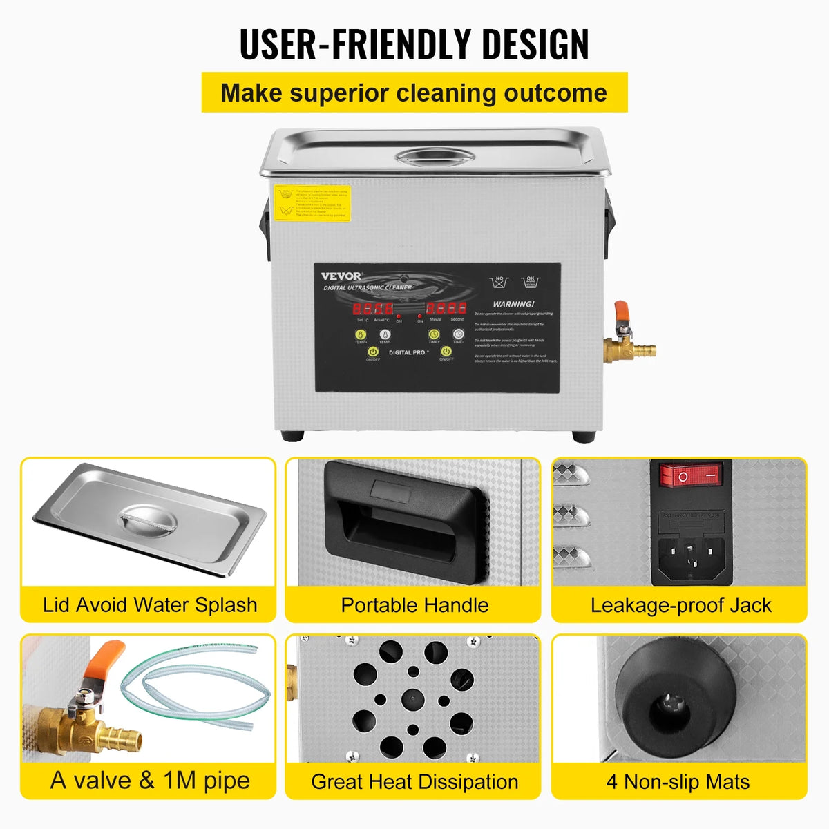 6L Ultrasonic Cleaner with Heater Timer U259200