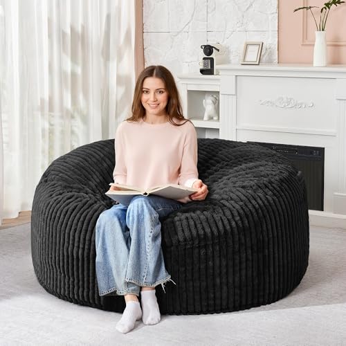 5FT Grey Memory Foam Bean Bag Chair with Plush Cover U196743