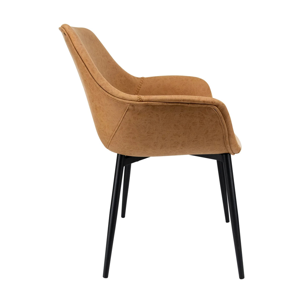 Leather Dining Arm Chair with Metal Legs Set of 4 Y8445