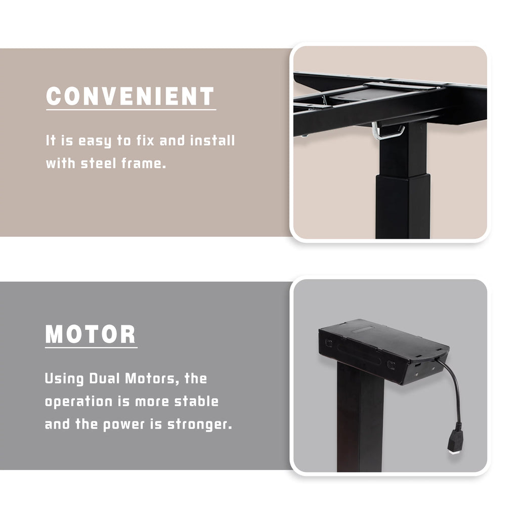 Black Dual Motor Height Adjustable Standing Desk Frame G1995