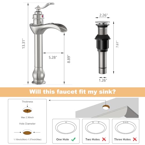 Brushed Nickel Single-Handle Vessel Sink Faucet I7656