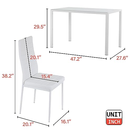 5-Piece Glass Dining Table Set with 4 Upholstered Chairs X544
