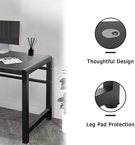 Black Tempered Glass Top Writing Desk S440