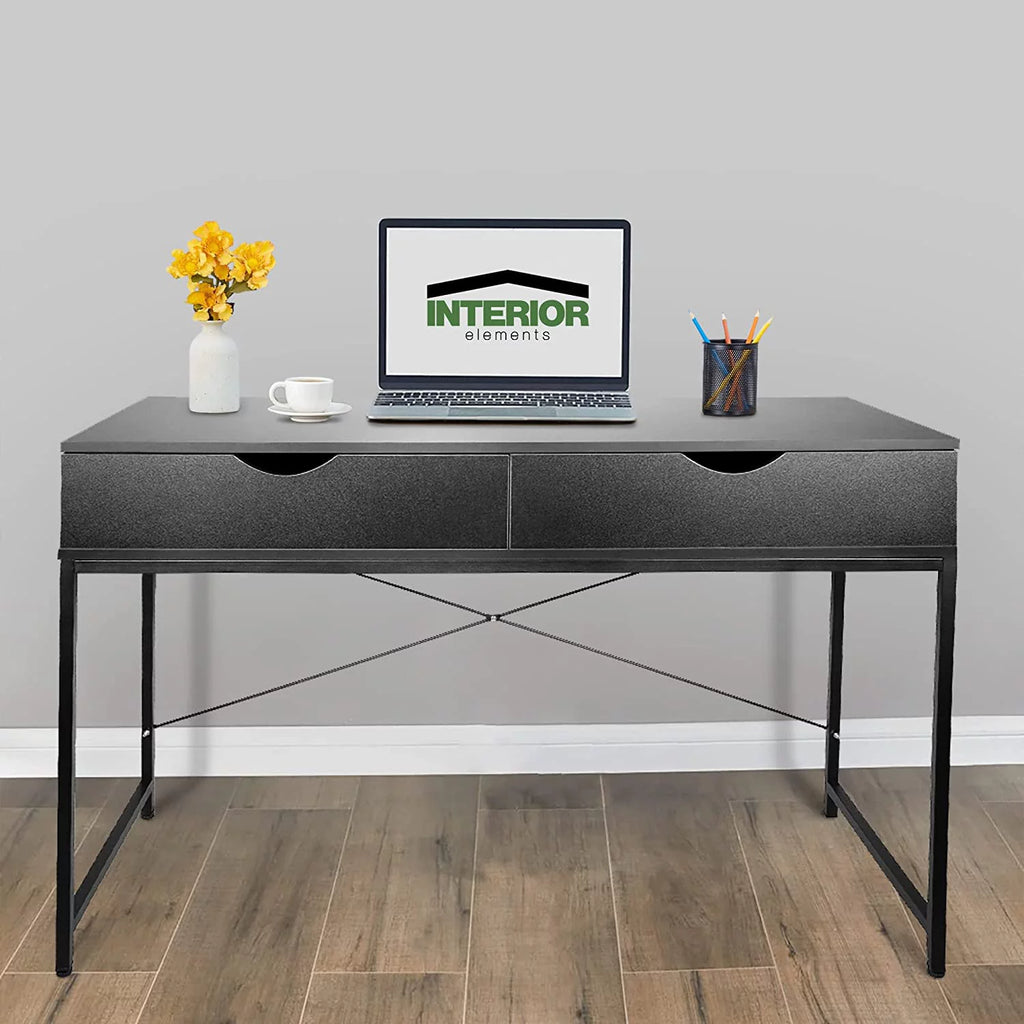 Black Computer Desk with Drawers E214