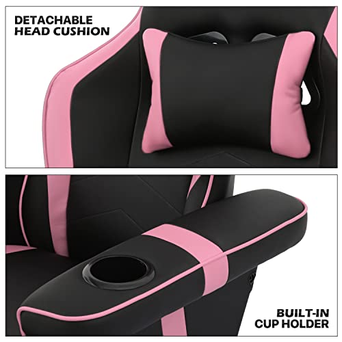 Grey Gaming Chair with Footrest and Cup Holder N414