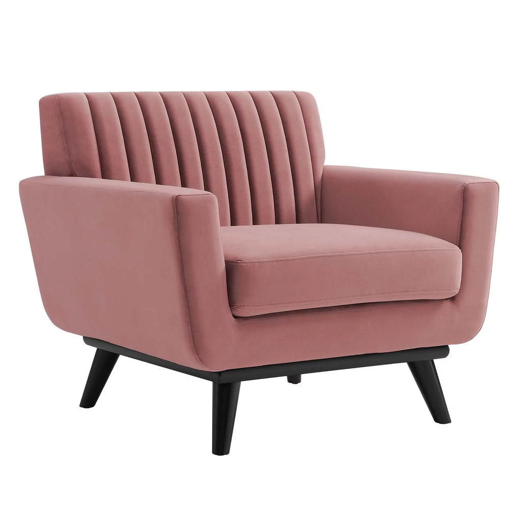 Dusty Rose Channel Tufted Performance Velvet Armchair R103987