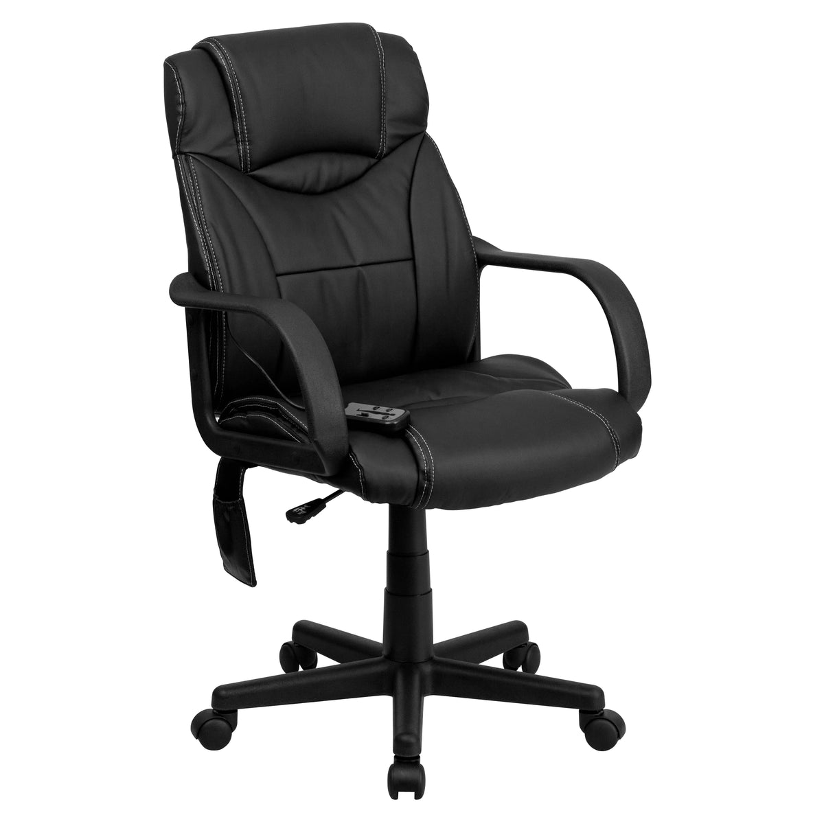 Black LeatherSoft Ergonomic Office Chair with Arms D4958