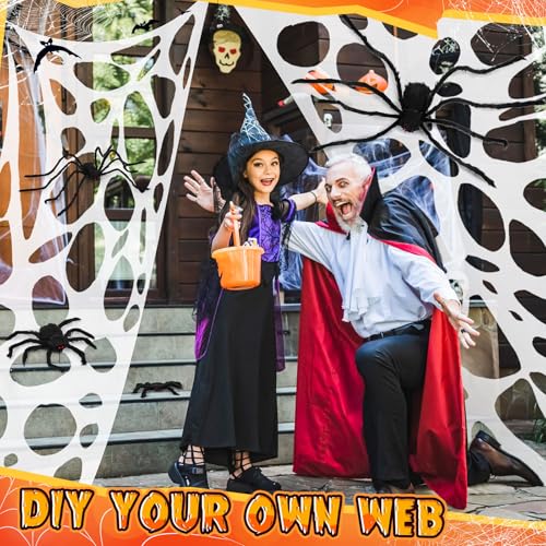 8 Pcs Giant Spider with Stretchy Netting Spiderweb Set N333