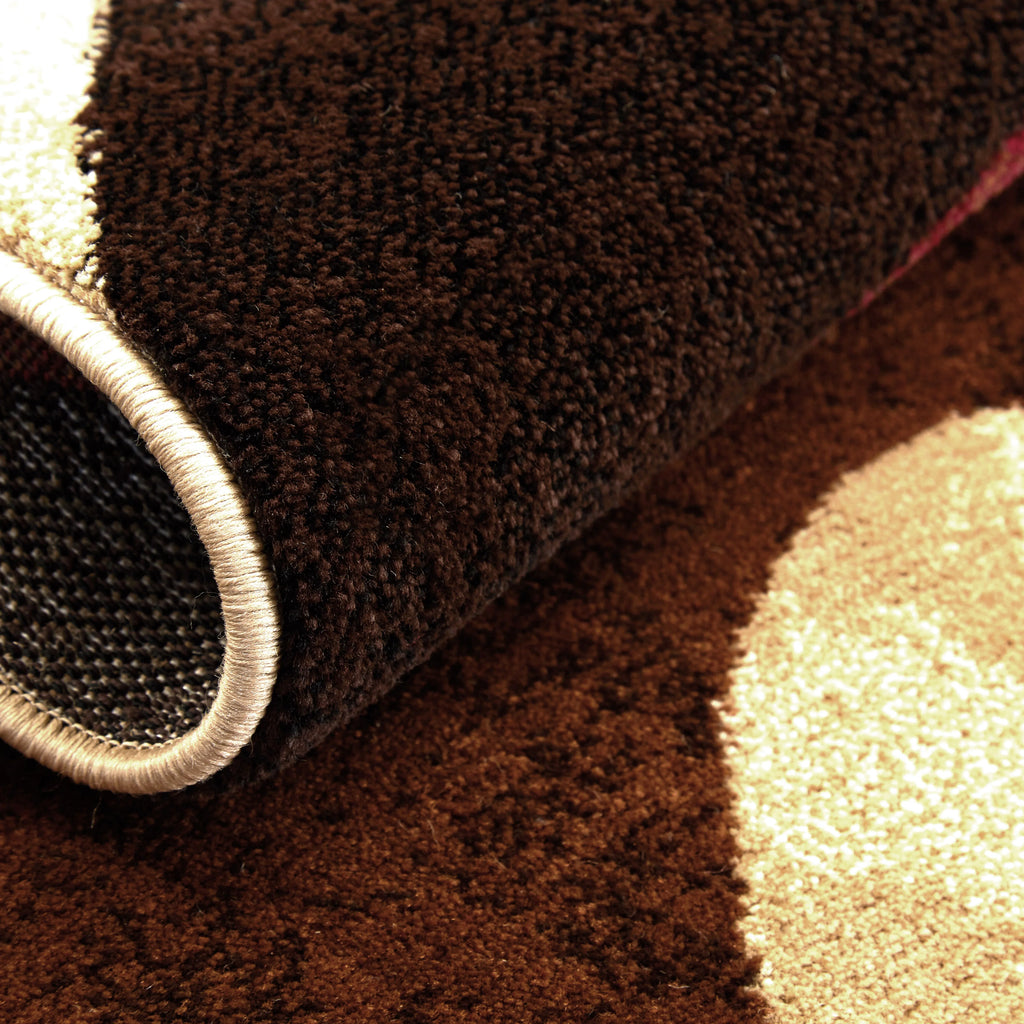 Brown Red Round Abstract Area Rug R20283
