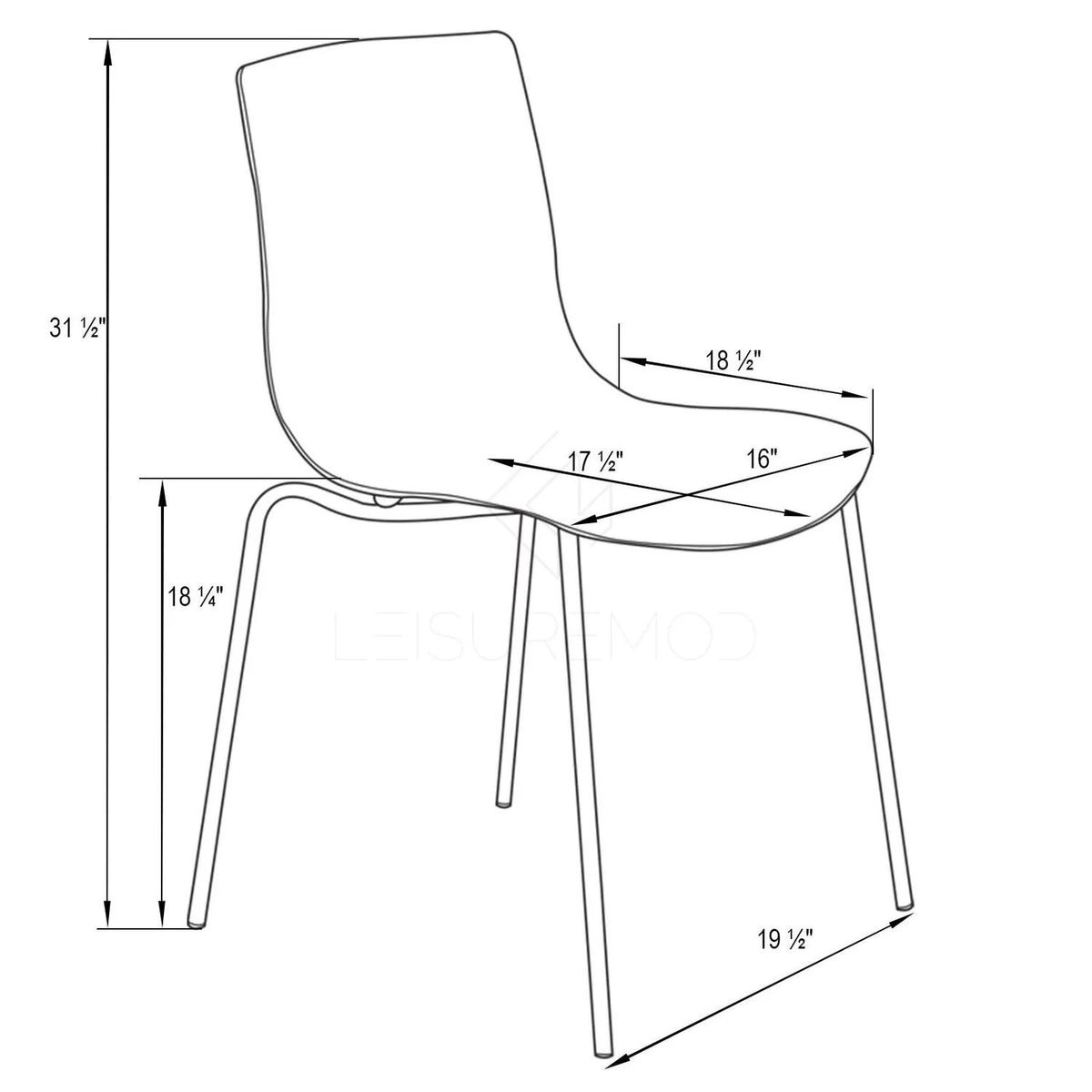Plastic Dining Chair Set of 4 I771185