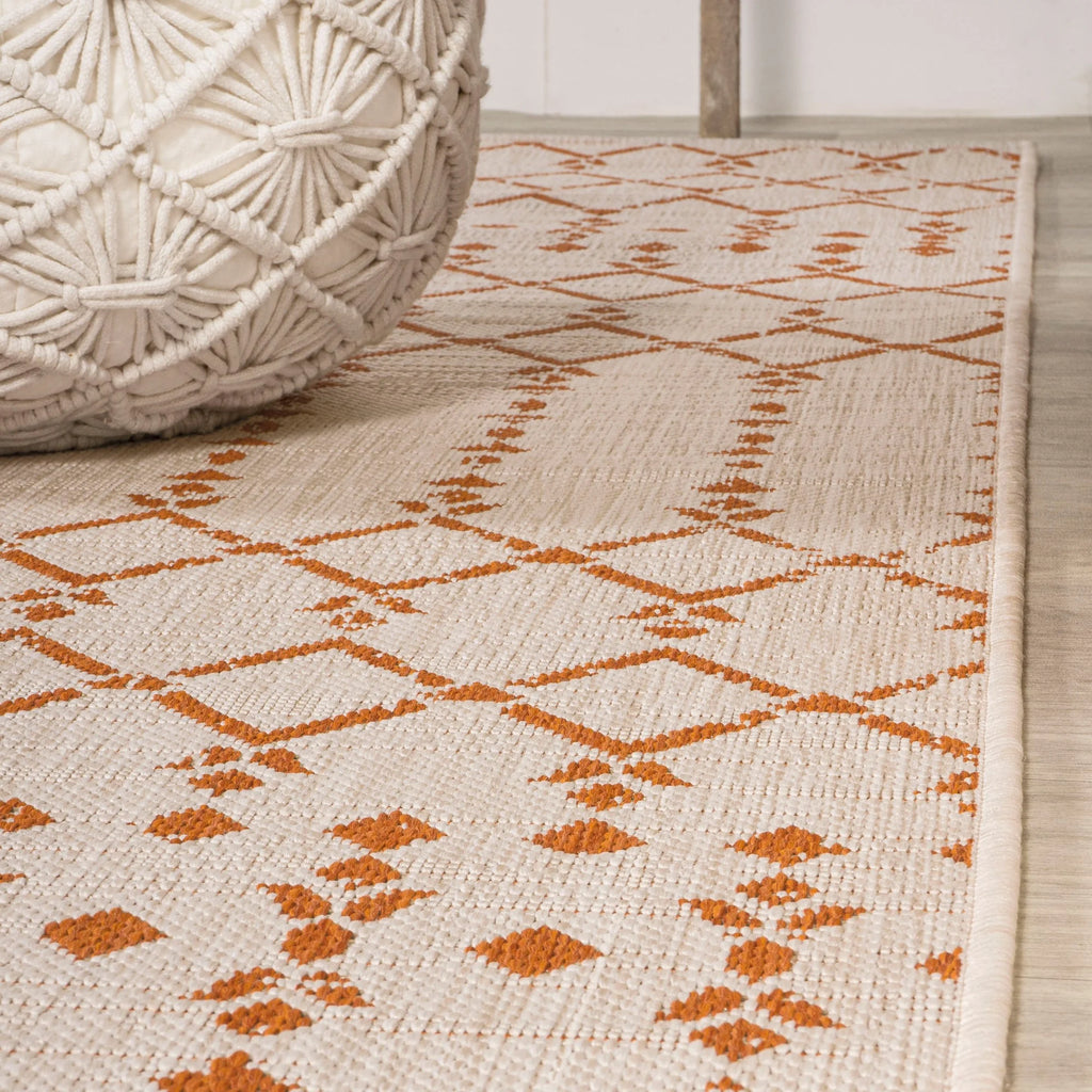 Cream Orange 4 ft. x 6 ft. Indoor Outdoor Area Rug F350398