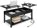 42.5" Lift Top Coffee Table with Hidden Compartment and USB Ports D85758