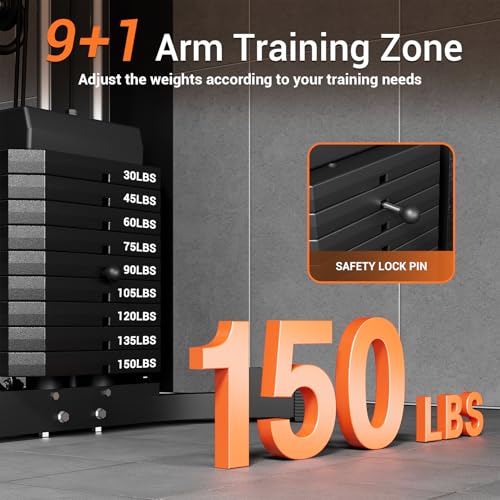 Multifunctional Full Body Workout Machine with 150LBS Weight Stack D8132