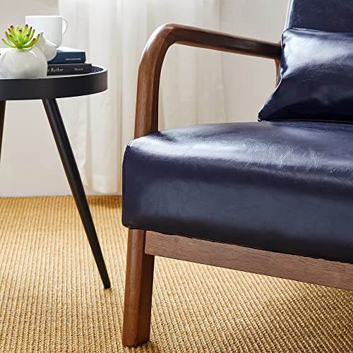 Black PU Leather Accent Armchair with Wood Frame F65102
