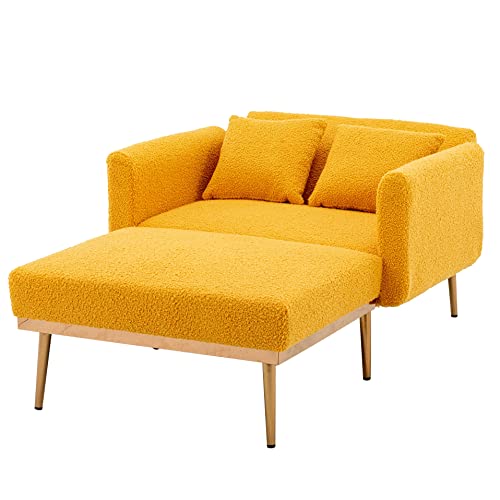 Velvet Pink Tufted Upholstered Accent Chair with Ottoman V340