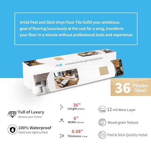 Peel and Stick Vinyl Wood Plank Floor Tile 36-Pack R818916