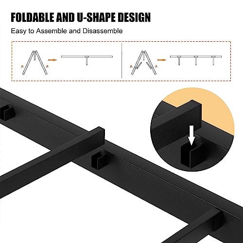 Black Full Size Metal Bed Frame with Headboard and Footboard Q616
