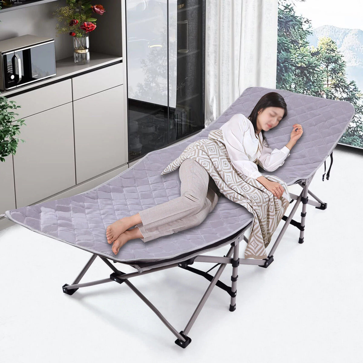 Portable Single Folding Bed with Mattress H20156