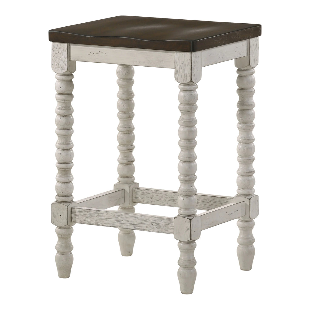 Dark Walnut and Antique White Counter Height Stools Set of 2 Z1436