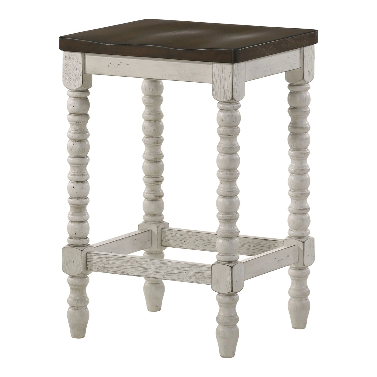 Dark Walnut and Antique White Counter Height Stools Set of 2 Z1436