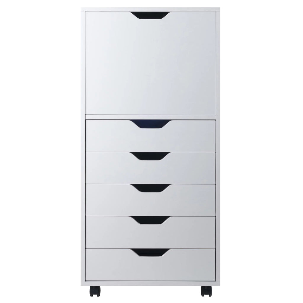 White 5 Drawer Rolling Wood Dresser X644623