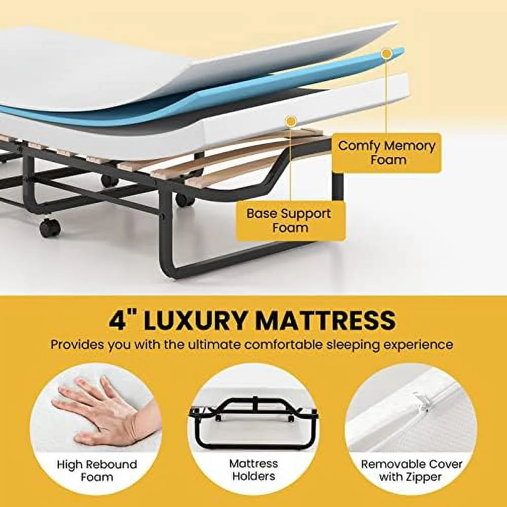 Folding Bed with 4 Inch Memory Foam Mattress L341608