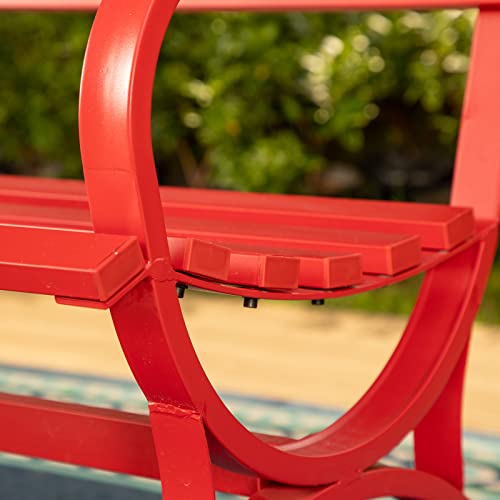 50" Black Cast Iron Outdoor Bench with Floral Backrest P967922