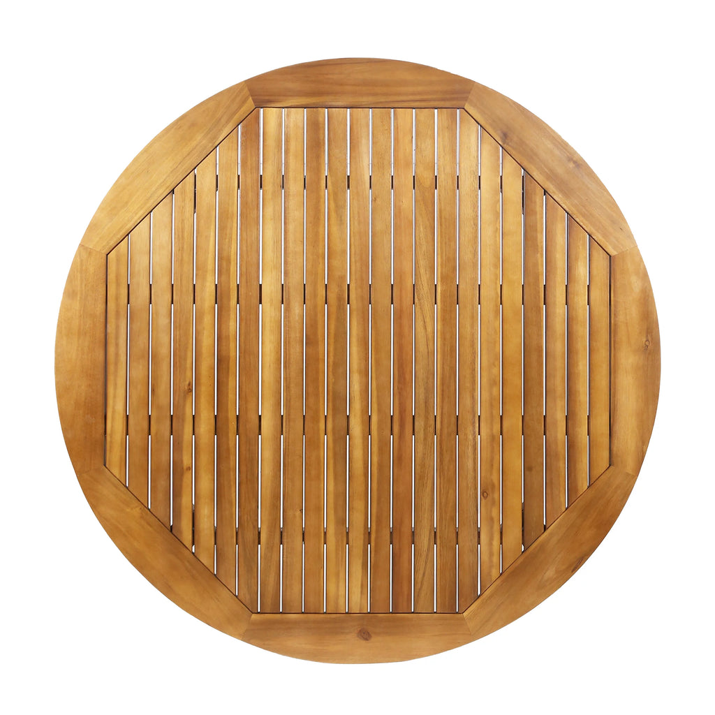 4 Seater Acacia Wood Circular Dining Set N982
