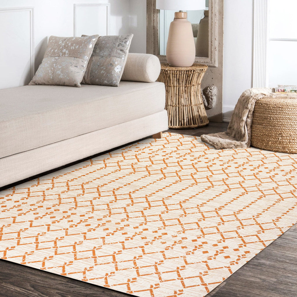 Cream Orange 4 ft. x 6 ft. Indoor Outdoor Area Rug F350398
