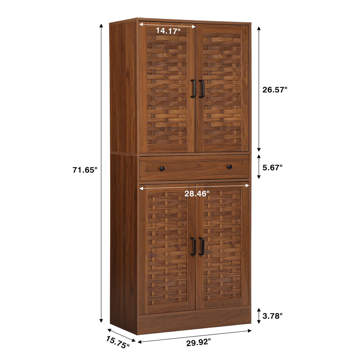Walnut Storage Cabinet with 4 Doors and a Drawer L830303