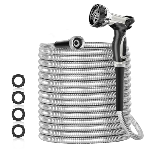50ft 304 Stainless Steel Garden Hose with Nozzles G314745