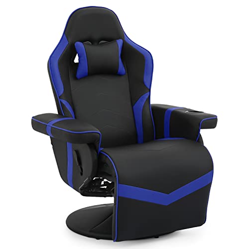 Grey Gaming Chair with Footrest and Cup Holder N414