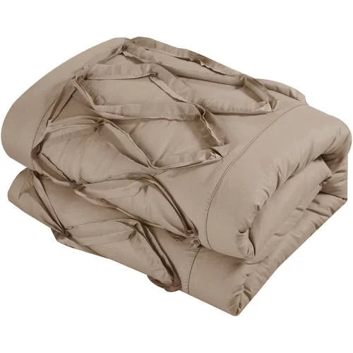 8-Piece Ruffled Comforter Set King Taupe I7231