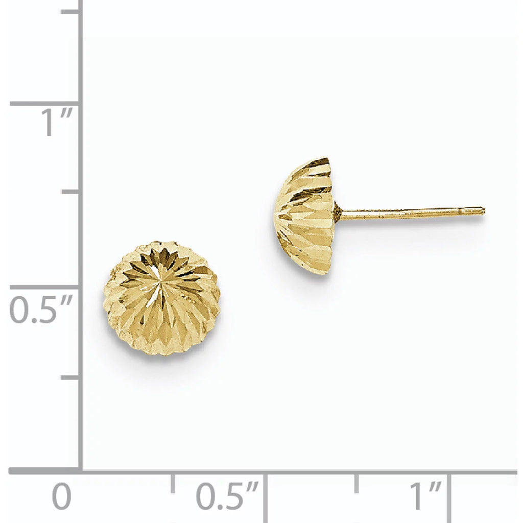 14K Yellow Gold 8mm Domed Post Earrings N2541