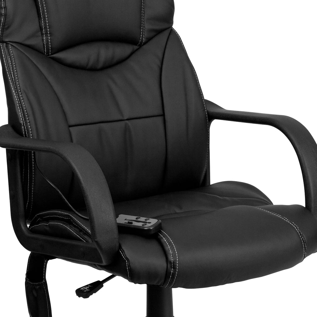 Black LeatherSoft Ergonomic Office Chair with Arms D4958