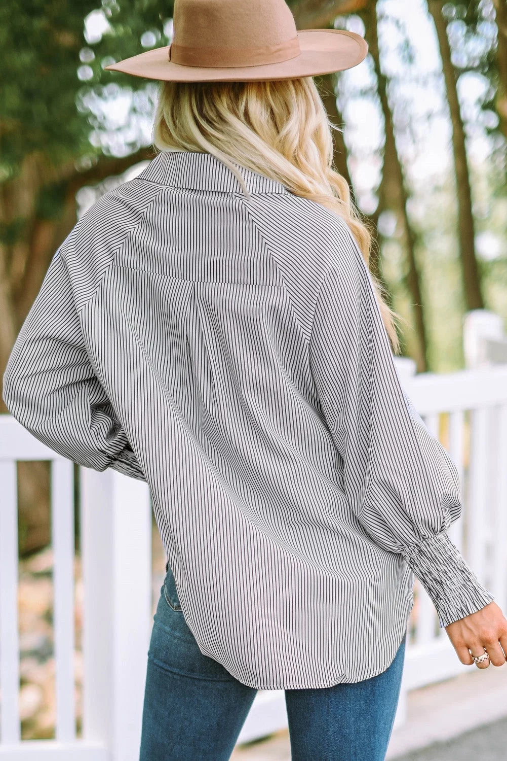 Striped Boyfriend Shirt with Pocket C626100