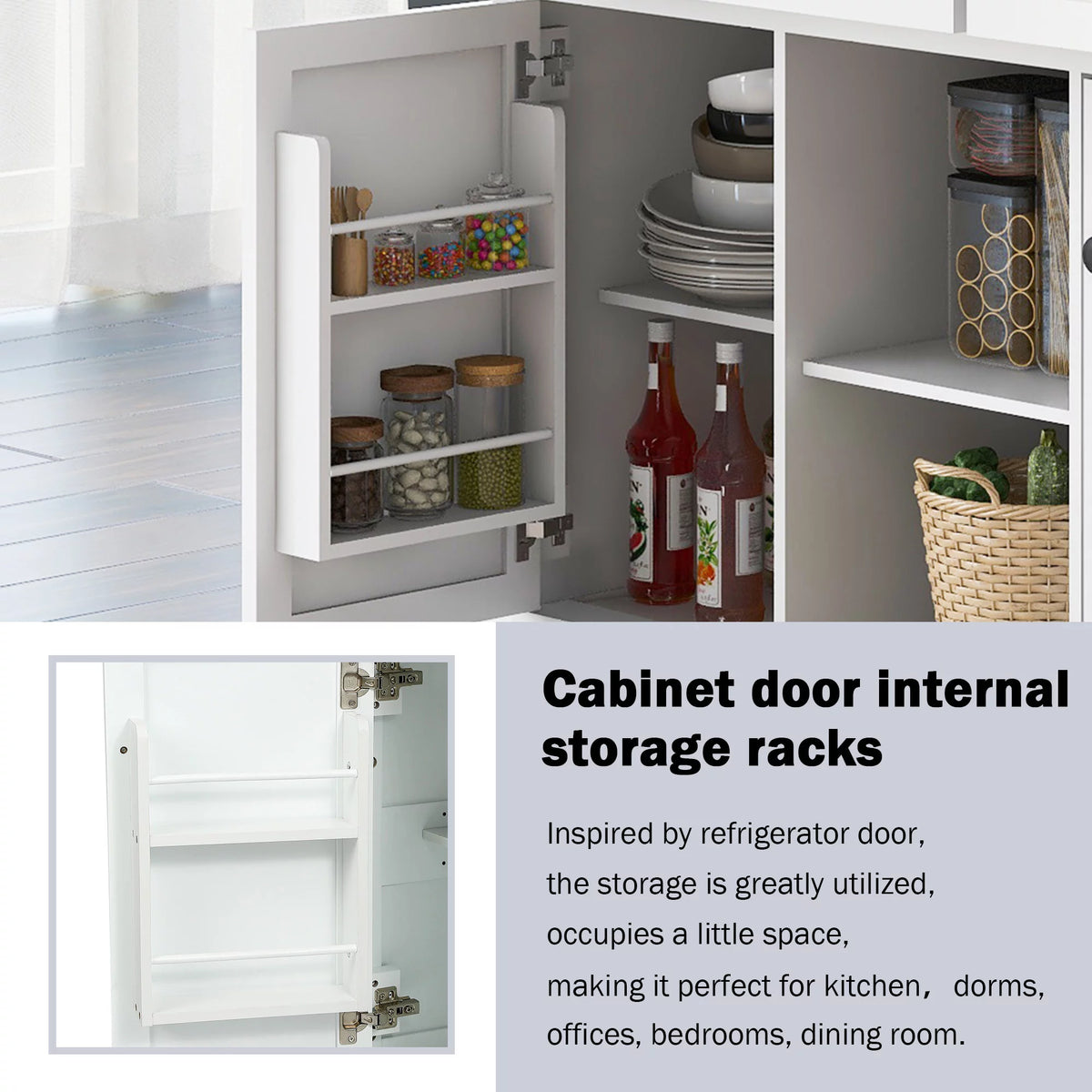 White Kitchen Island with Storage, Drop Leaf, 3 Drawers A977445