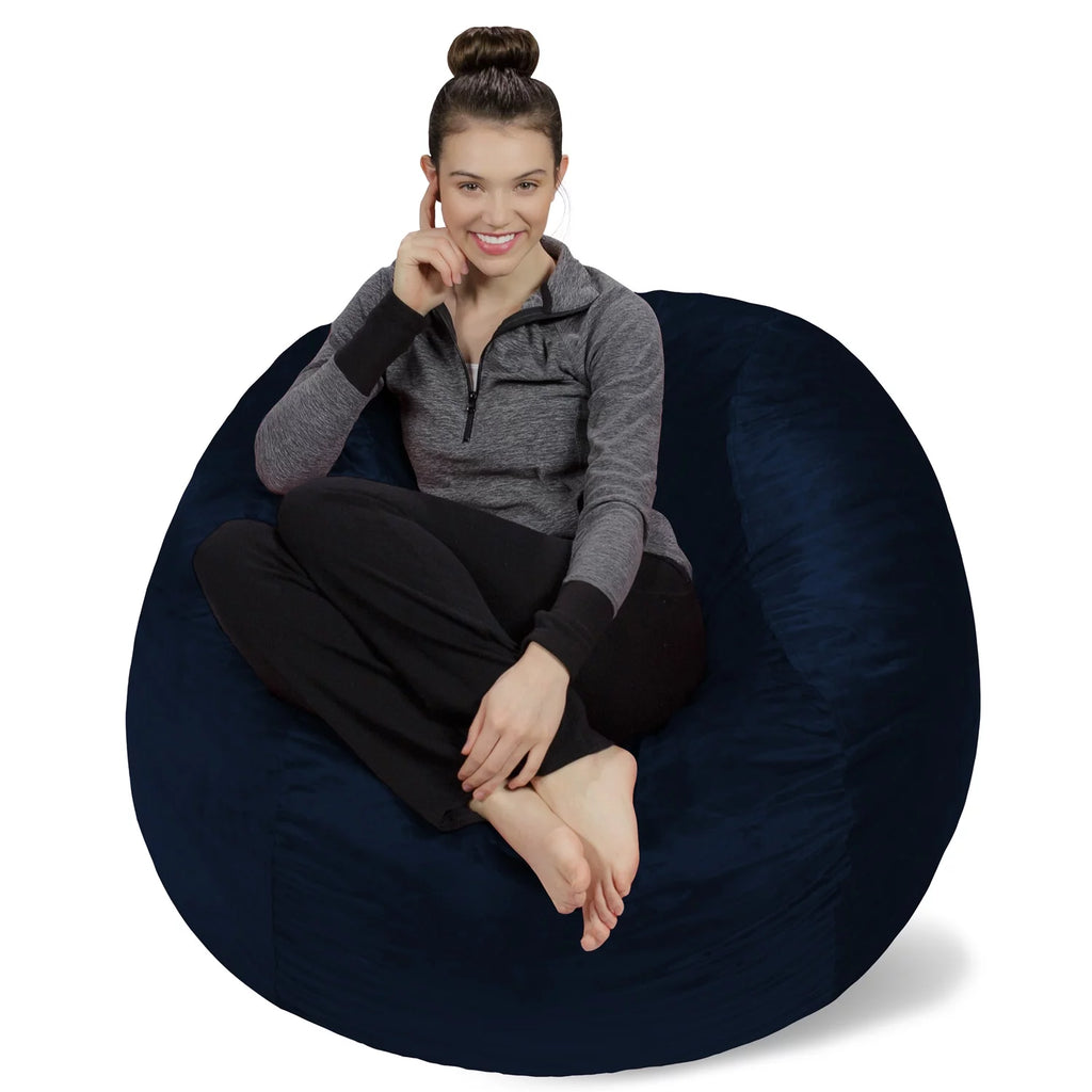Memory Foam Bean Bag Chair with Microsuede Cover, Navy X515