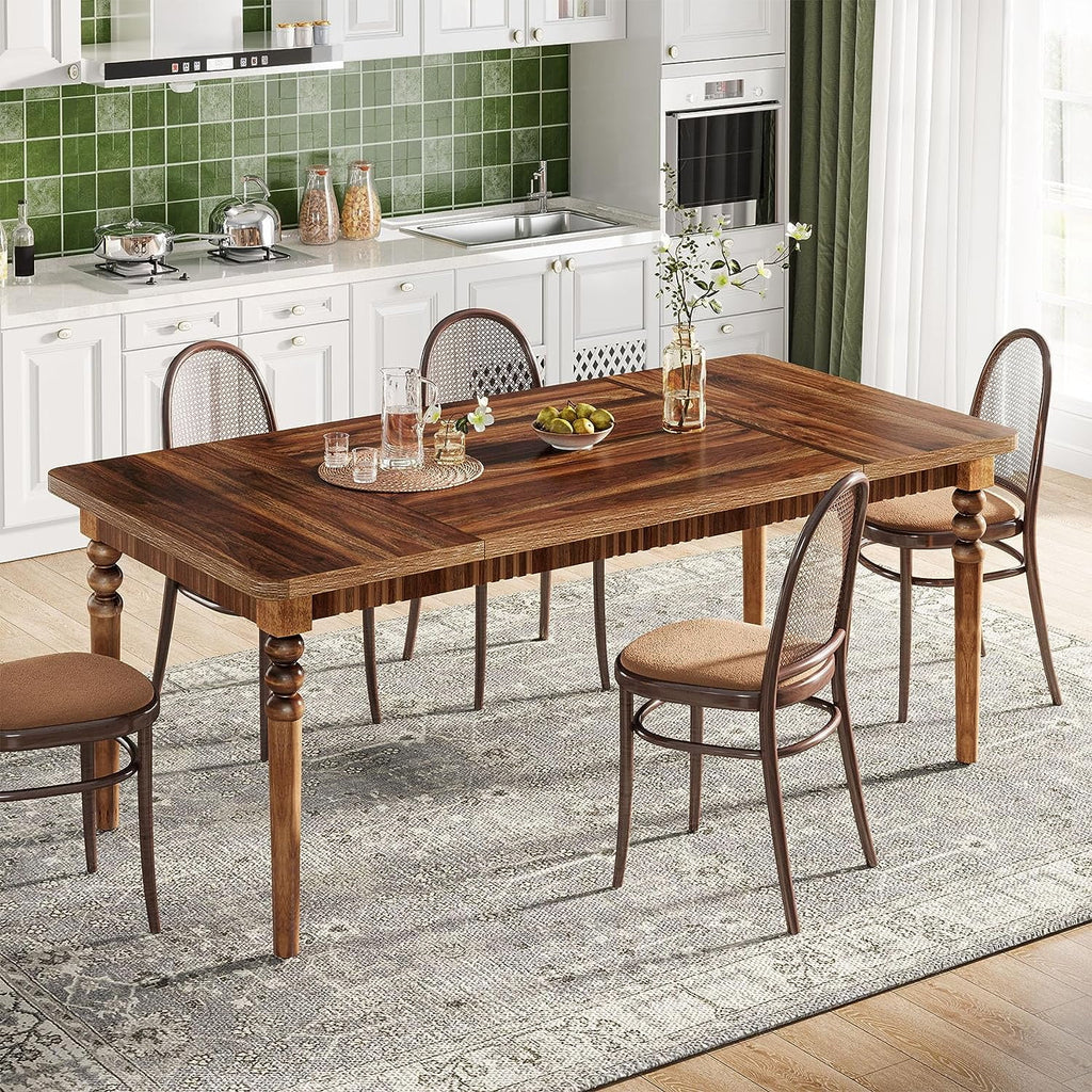 63-inch Farmhouse Dining Table with Solid Wood Turned Legs P73524