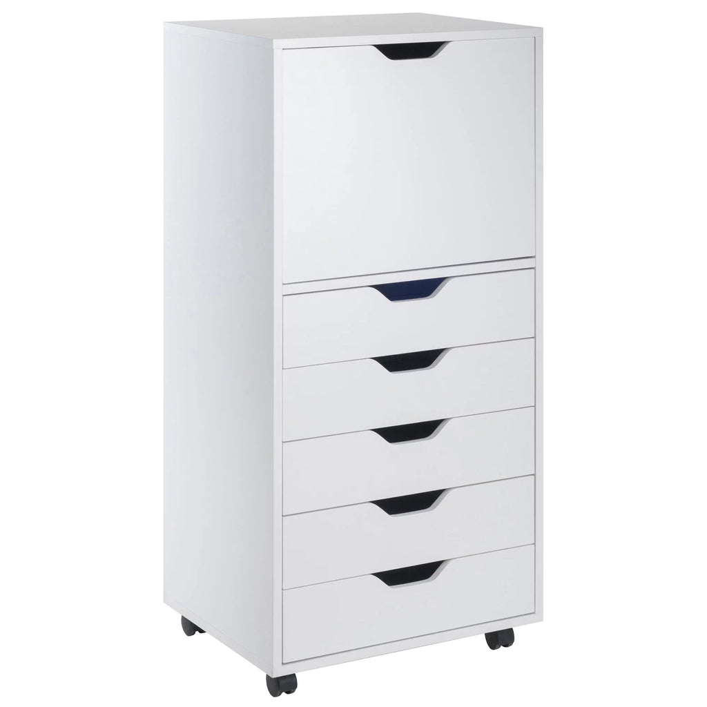 White 5 Drawer Rolling Wood Dresser X644623
