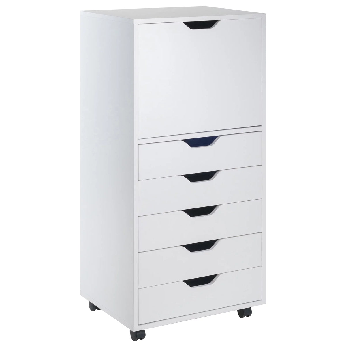 White 5 Drawer Rolling Wood Dresser X644623