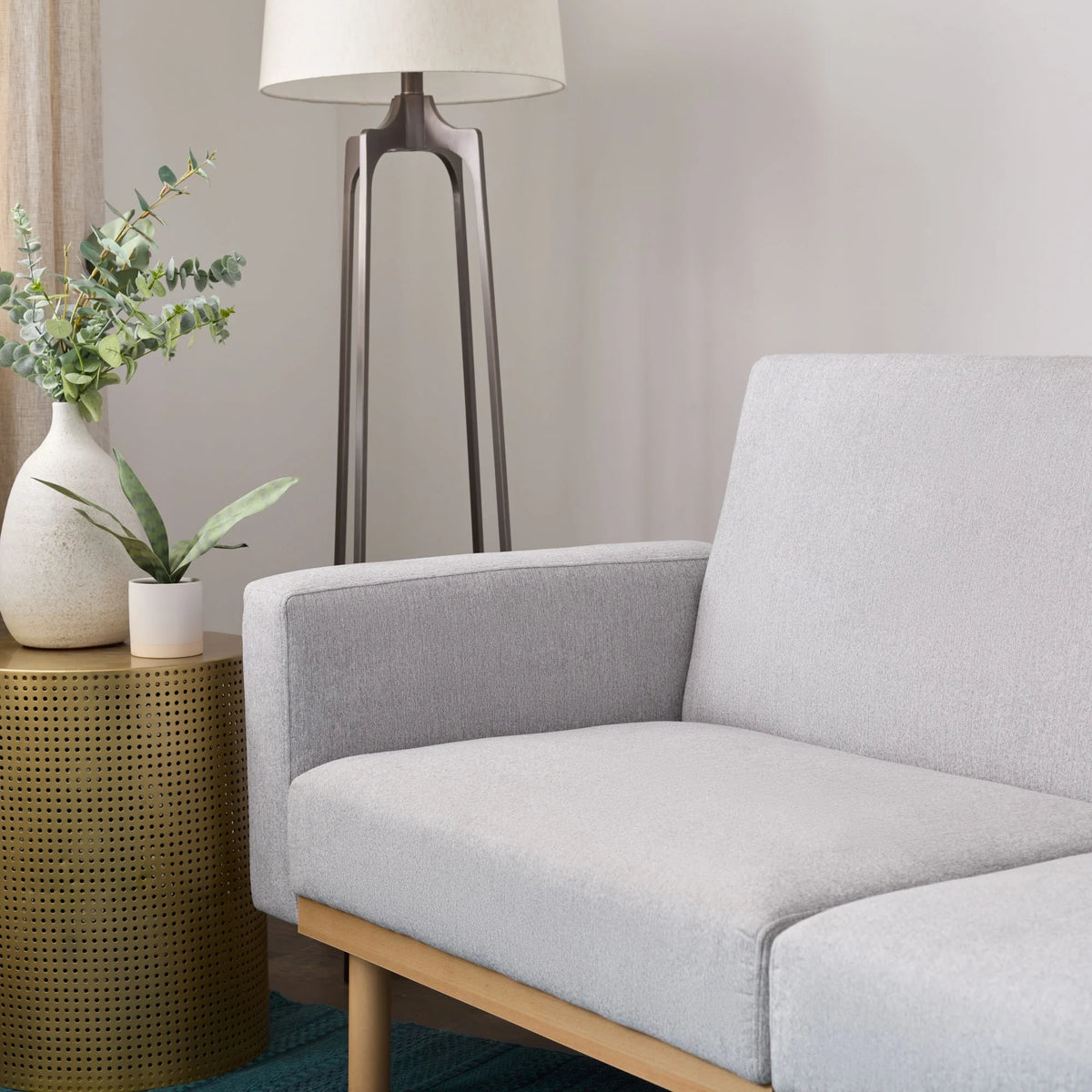 Light Gray Upholstered Wood Base Futon I887175