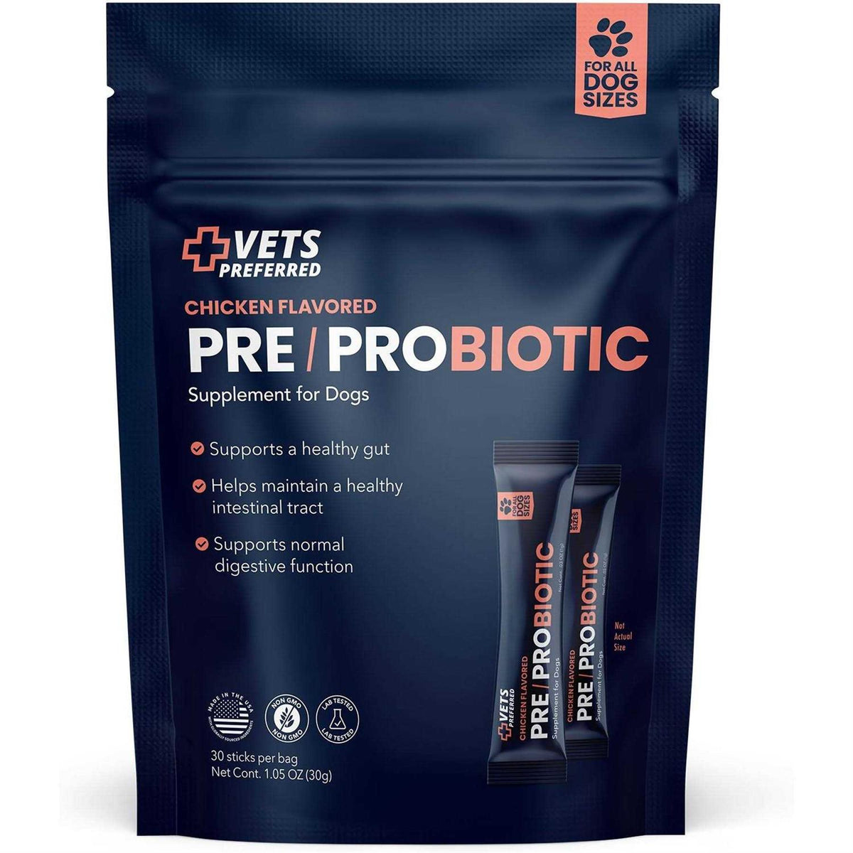 Chicken Flavored Pre-Probiotic Powder Supplement for Dogs 30 Sticks G4917
