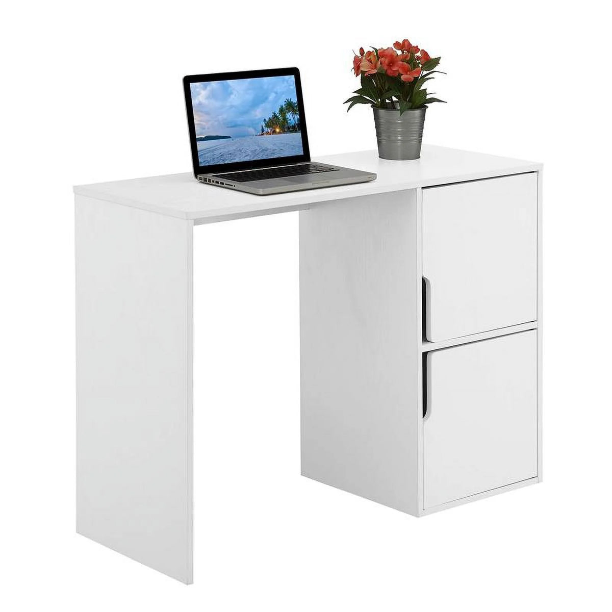 Student Desk with Storage Cabinets in White Wood Finish M848231