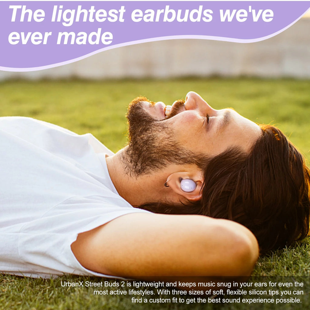 Truly Wireless Bluetooth Headphones with Noise Isolation, Amplified Bass and Dual Dynamic Microphone - Purple D3959