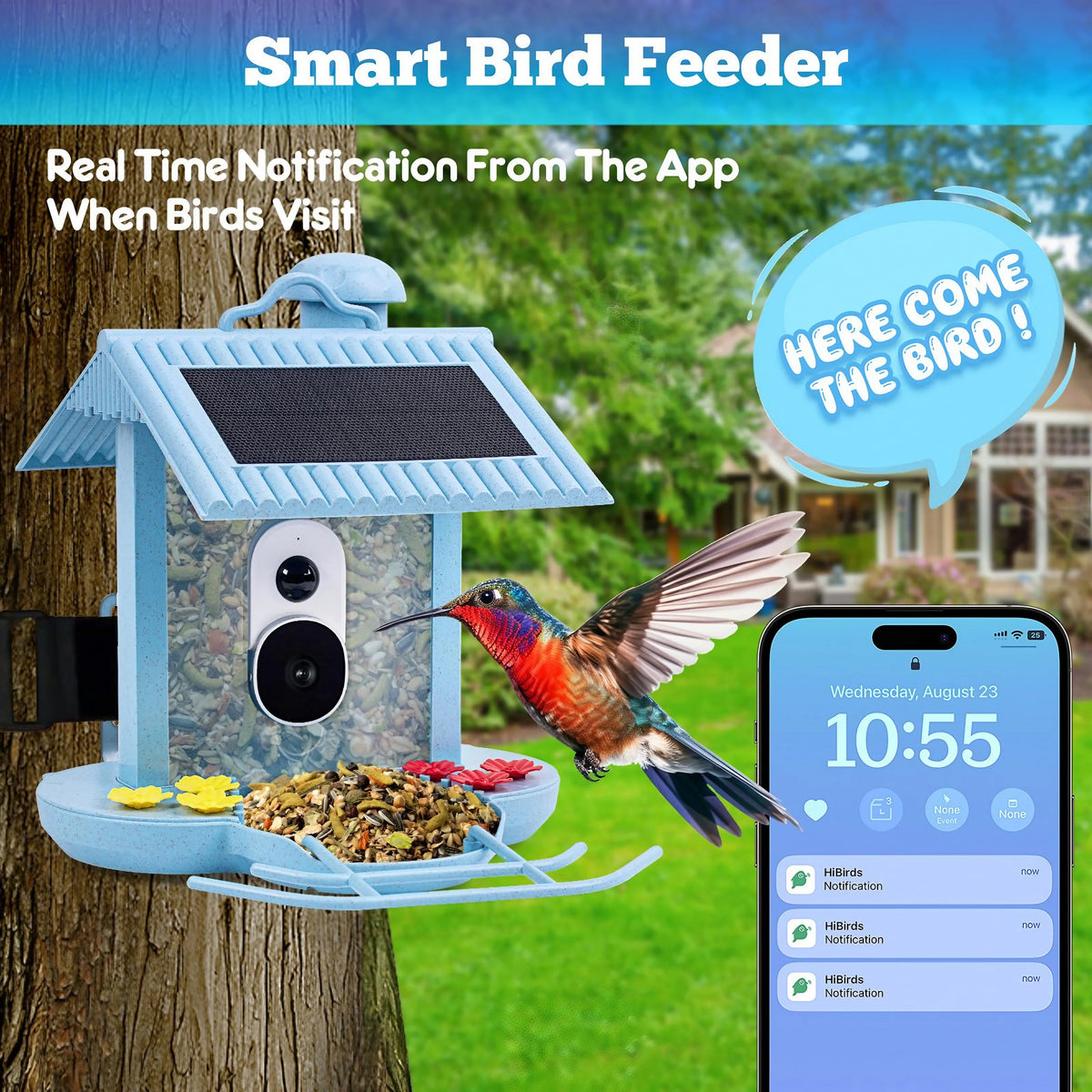Smart Bird Feeder with Camera Solar E5312