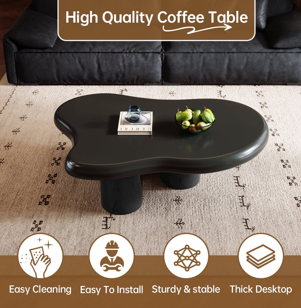 38.58'' Black Irregular Coffee Table K391522
